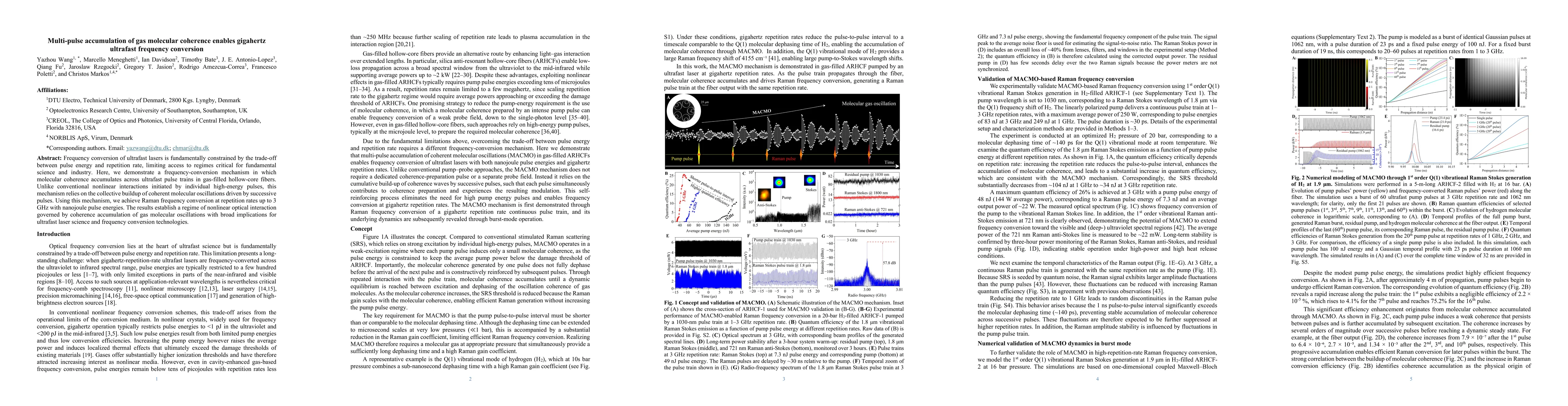 Thumbnail for Multi-pulse accumulation of gas molecular coherence enables gigahertz ultrafast frequency conversion