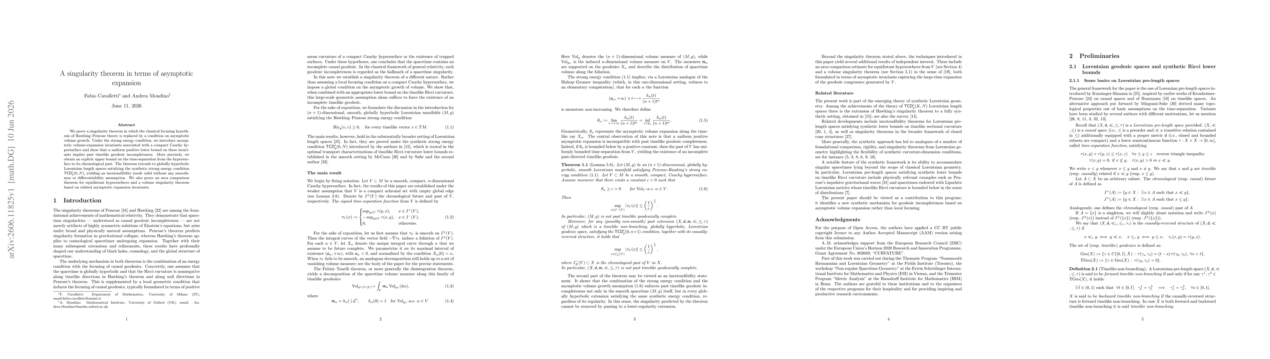 Thumbnail for A singularity theorem in terms of asymptotic expansion