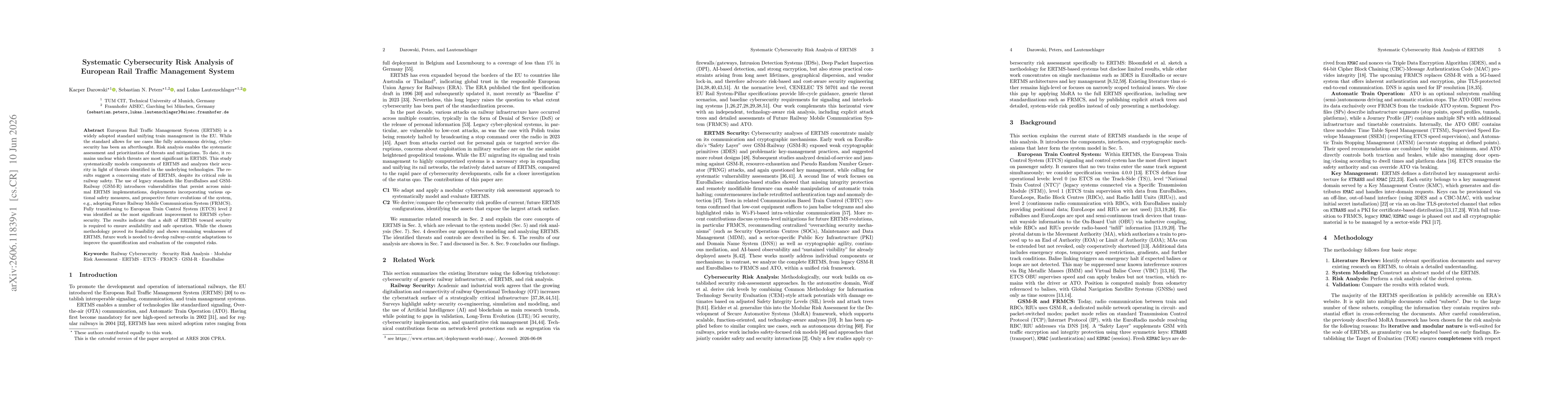 Thumbnail for Systematic Cybersecurity Risk Analysis of European Rail Traffic Management System