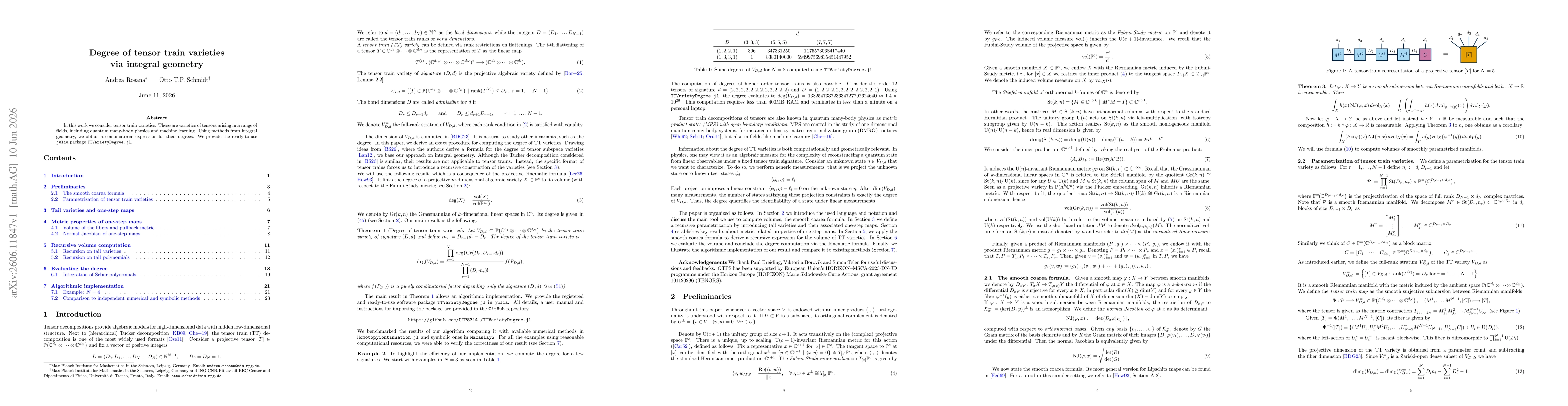Thumbnail for Degree of tensor train varieties via integral geometry