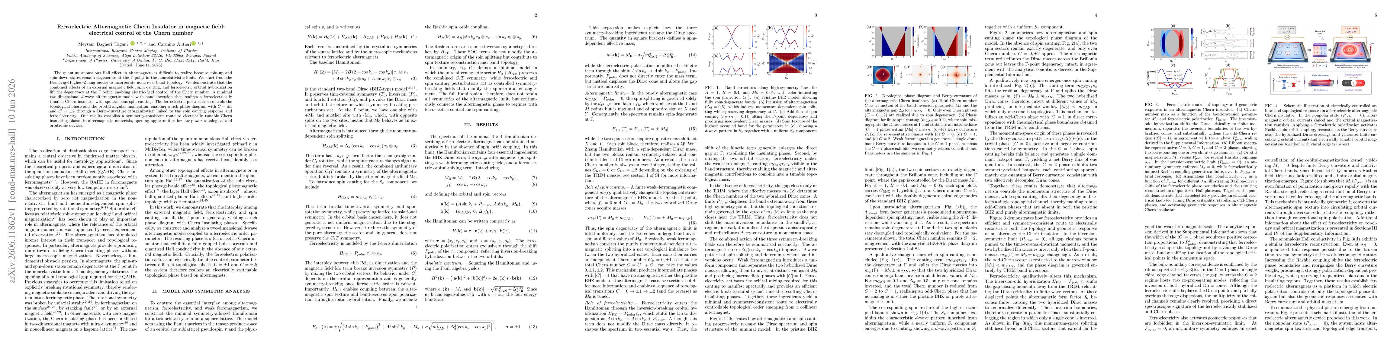 Thumbnail for Ferroelectric Altermagnetic Chern Insulator in magnetic field: electrical control of the Chern number