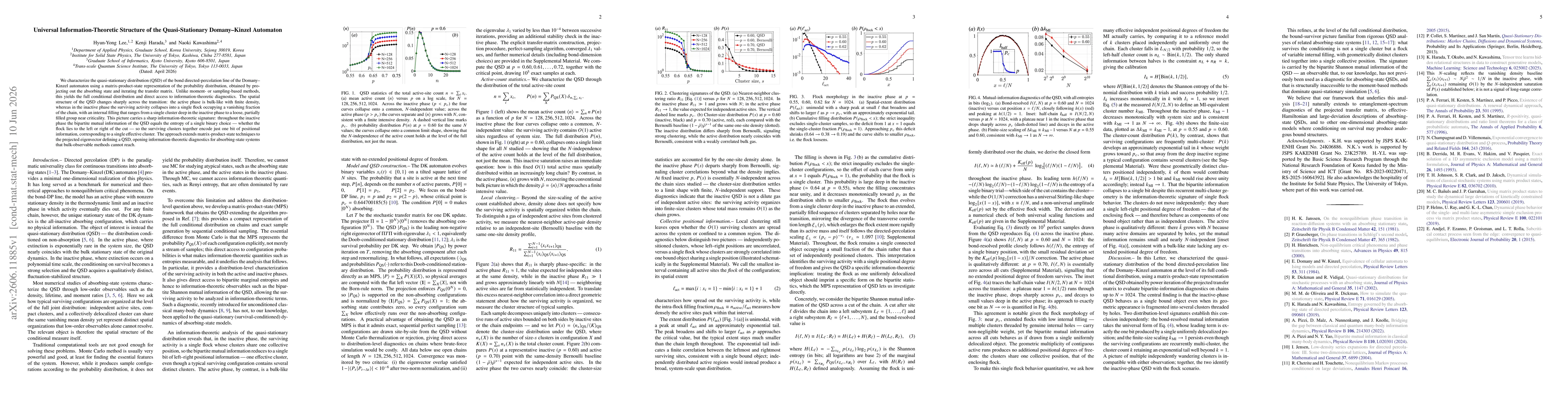 Thumbnail for Universal Information-Theoretic Structure of the Quasi-Stationary Domany--Kinzel Automaton