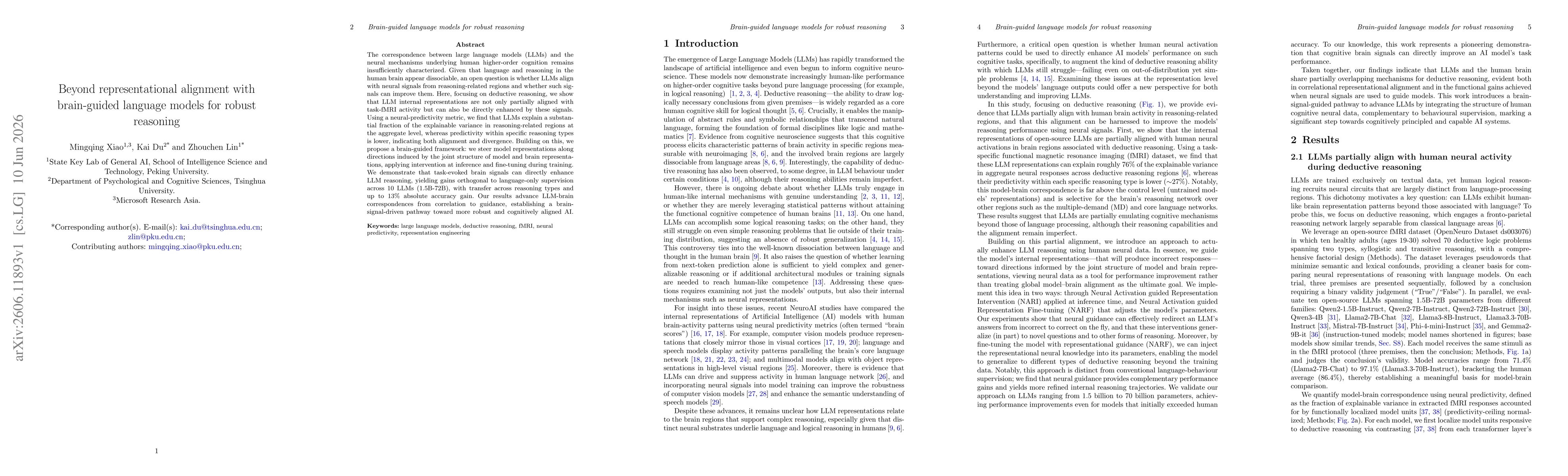 Thumbnail for Beyond representational alignment with brain-guided language models for robust reasoning
