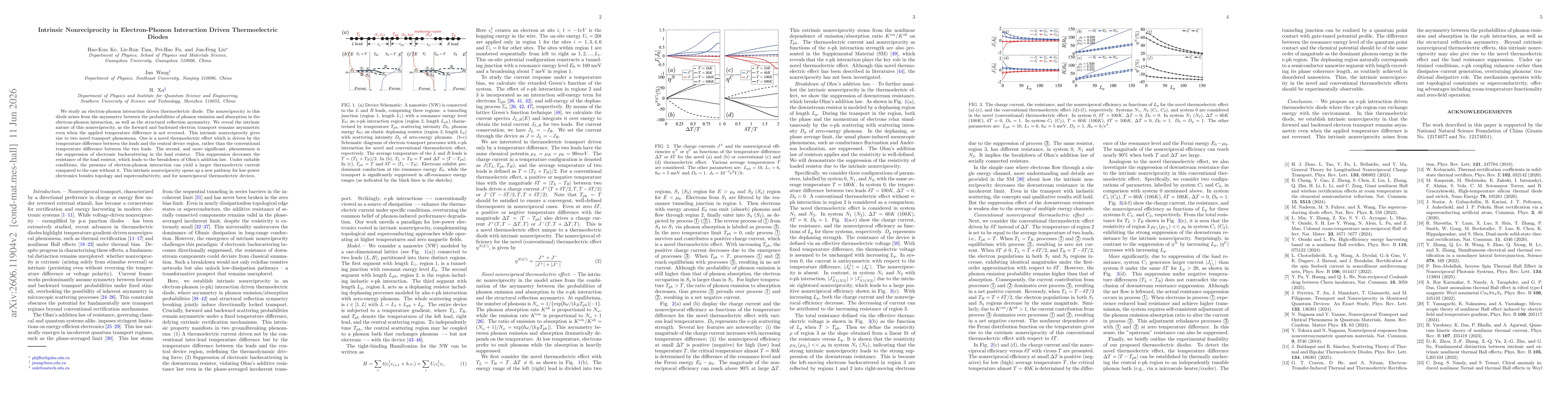 Thumbnail for Intrinsic Nonreciprocity in Electron-Phonon Interaction Driven Thermoelectric Diodes