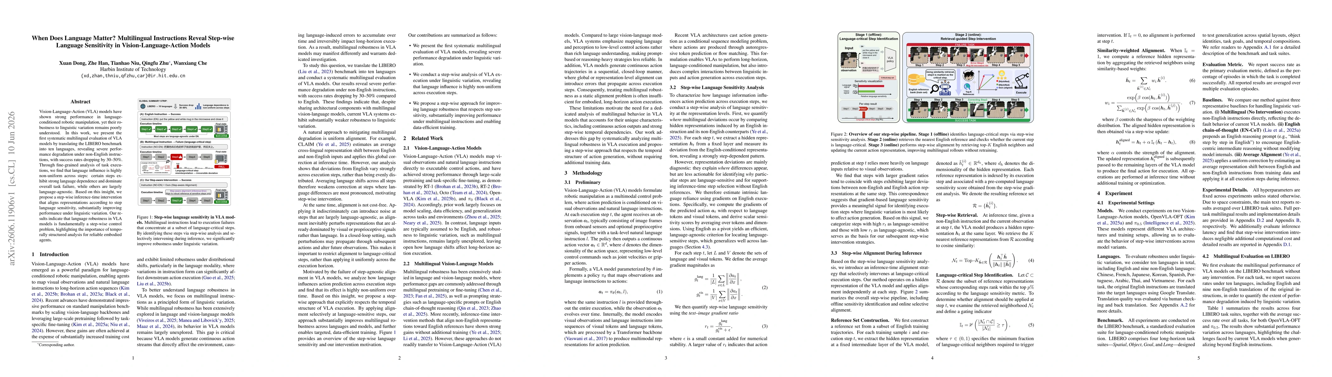 Thumbnail for When Does Language Matter? Multilingual Instructions Reveal Step-wise Language Sensitivity in Vision-Language-Action Models