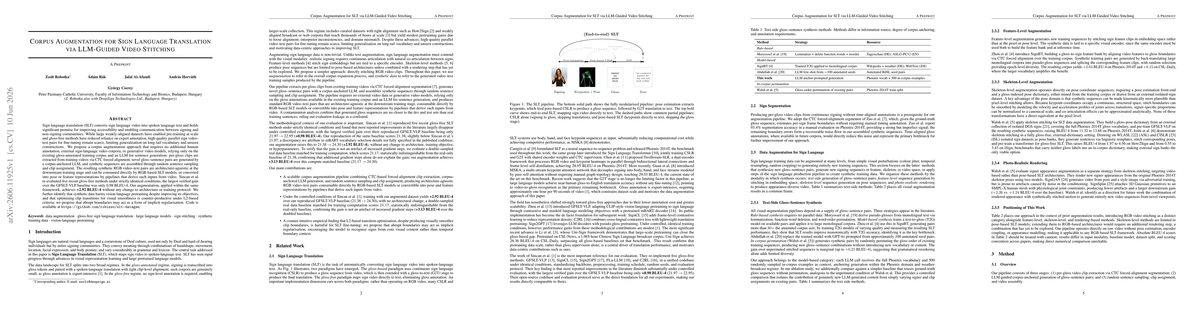 Thumbnail for Corpus Augmentation for Sign Language Translation via LLM-Guided Video Stitching