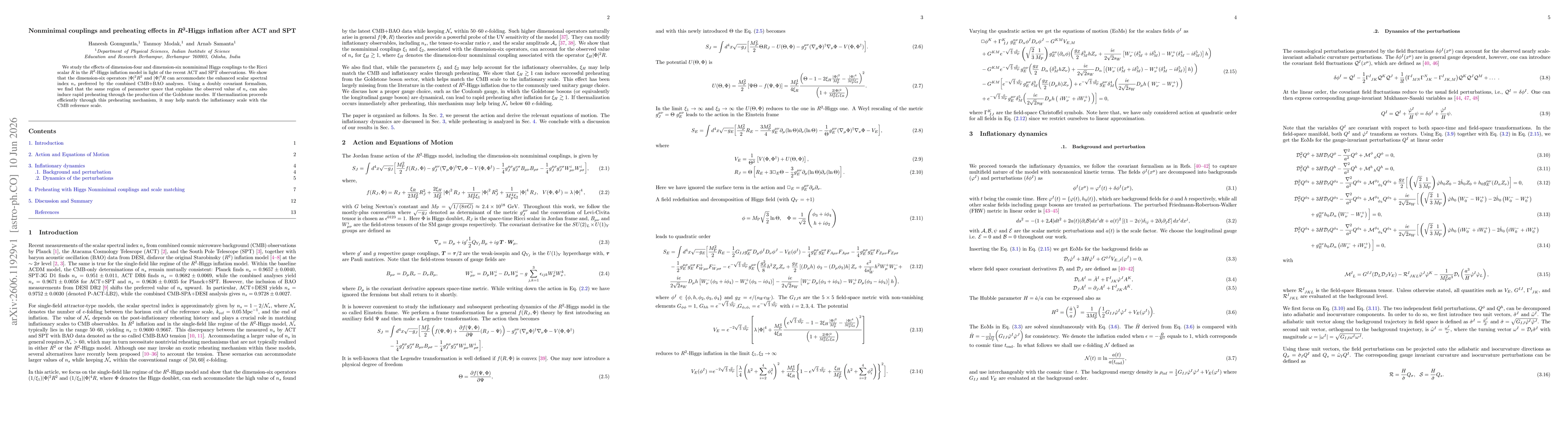 Thumbnail for Nonminimal couplings and preheating effects in $R^2$-Higgs inflation after ACT and SPT
