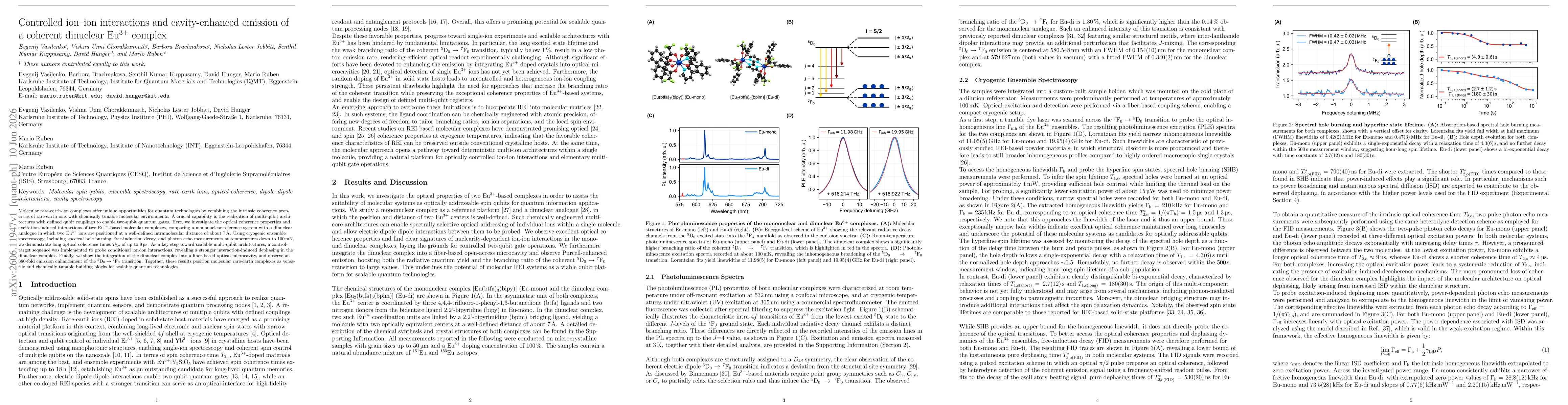 Thumbnail for Controlled ion-ion interactions and cavity-enhanced emission of a coherent dinuclear Eu$^{3+}$ complex