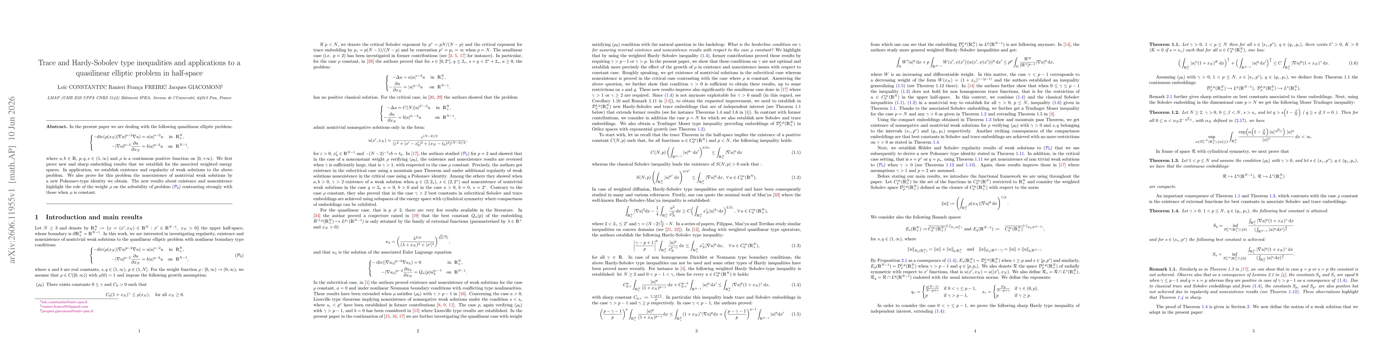 Thumbnail for Trace and Hardy-Sobolev type inequalities and applications to a quasilinear elliptic problem in half-space