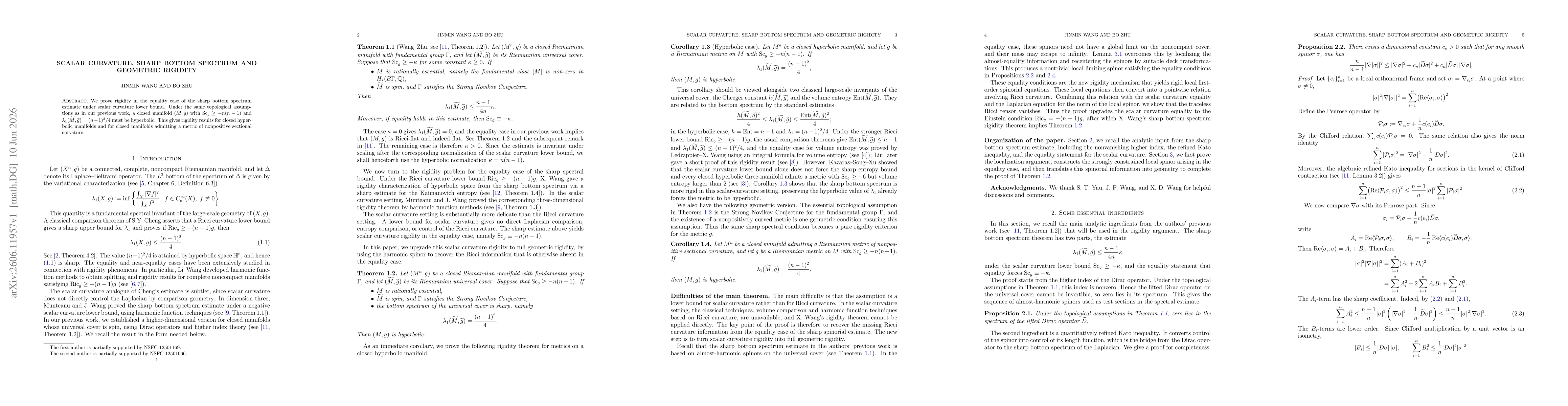 Thumbnail for Scalar curvature, sharp bottom spectrum and geometric rigidity