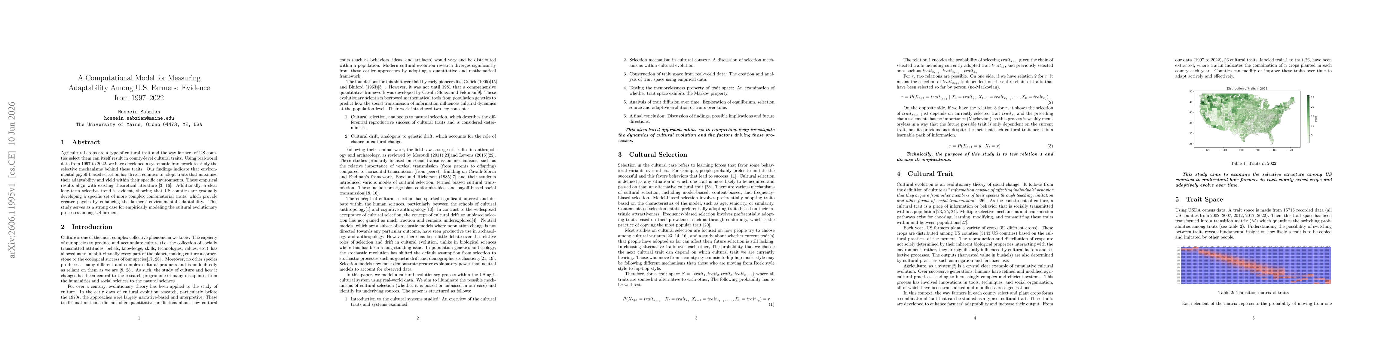 Thumbnail for A Computational Model for Measuring Adaptability Among U.S. Farmers: Evidence from 1997-2022