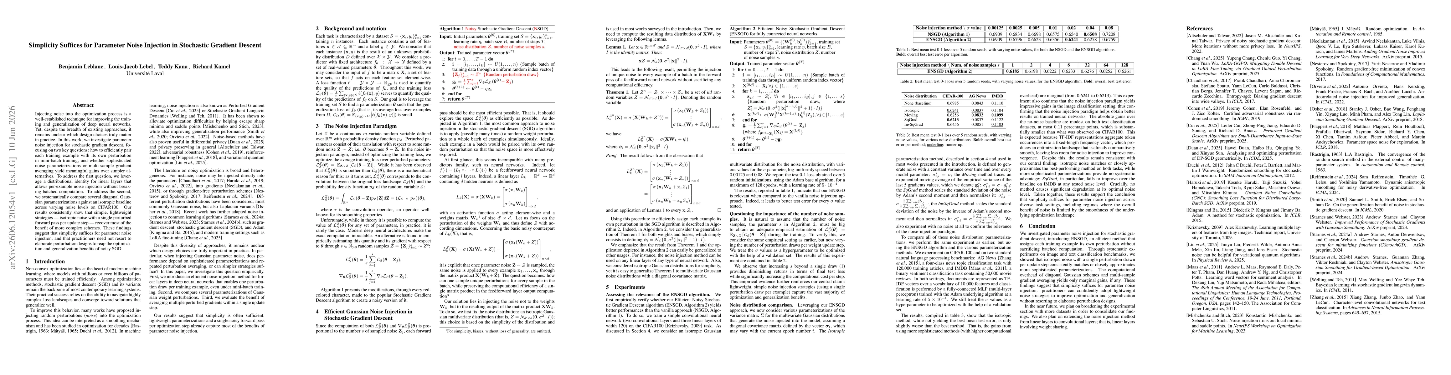 Thumbnail for Simplicity Suffices for Parameter Noise Injection in Stochastic Gradient Descent