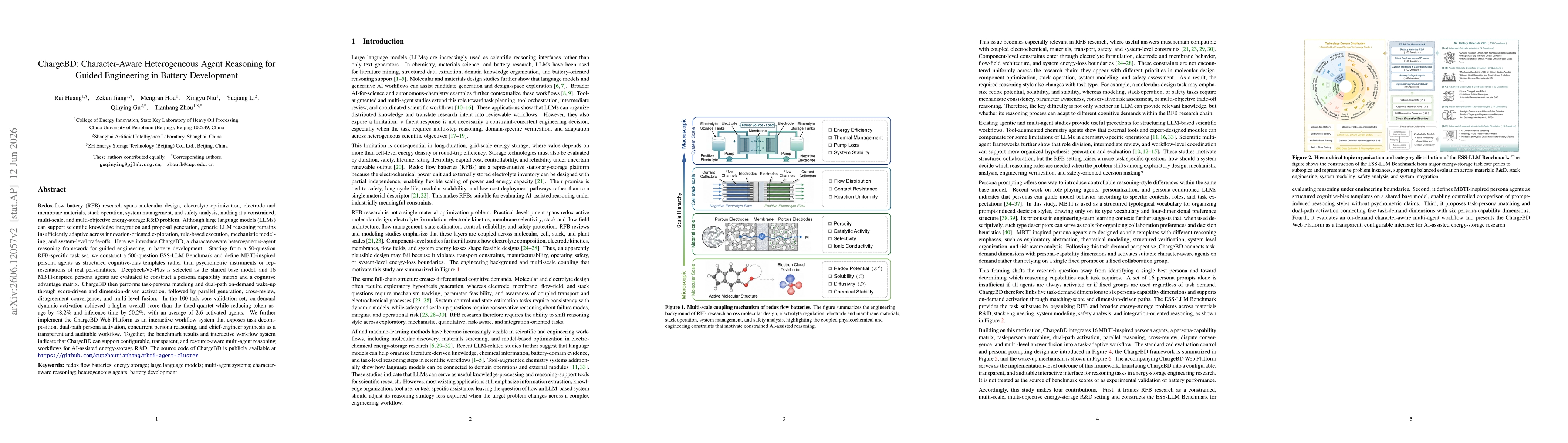 Thumbnail for ChargeBD: Character-Aware Heterogeneous Agent Reasoning for Guided Engineering in Battery Development