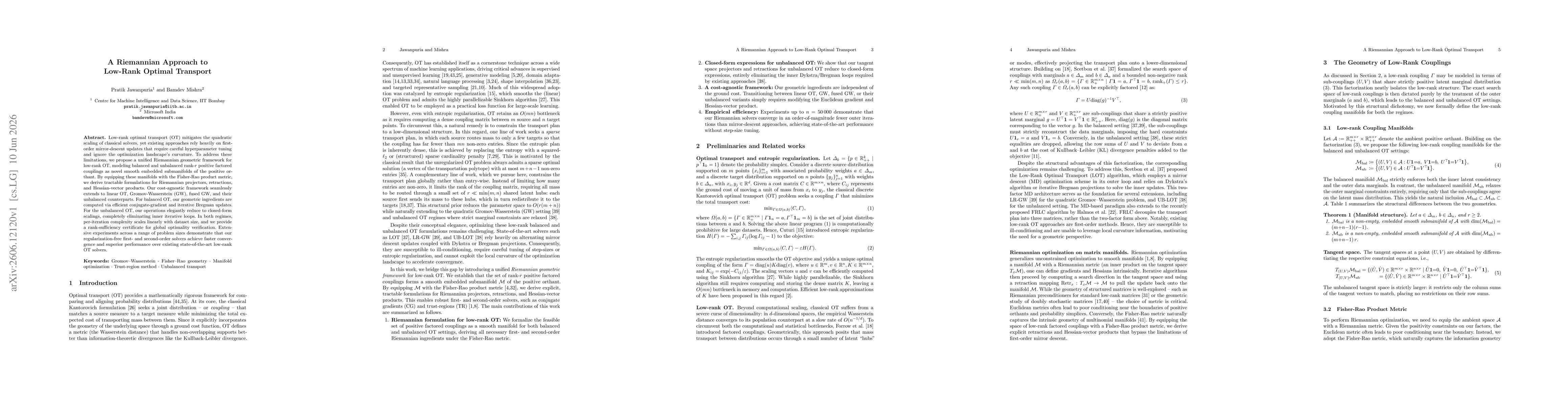 Thumbnail for A Riemannian Approach to Low-Rank Optimal Transport