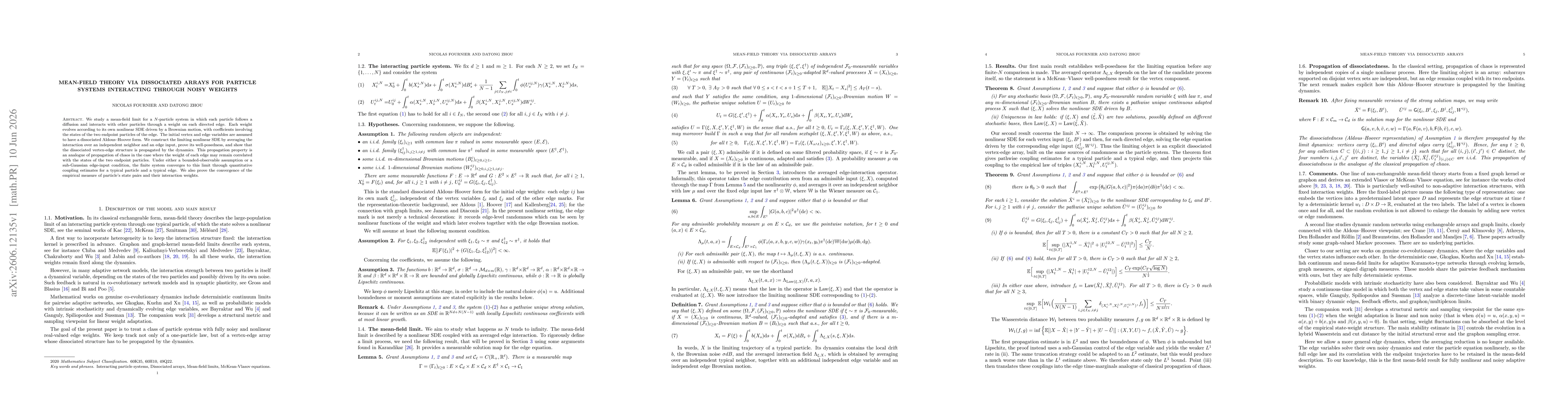 Thumbnail for Mean-field theory via dissociated arrays for particle systems interacting through noisy weights