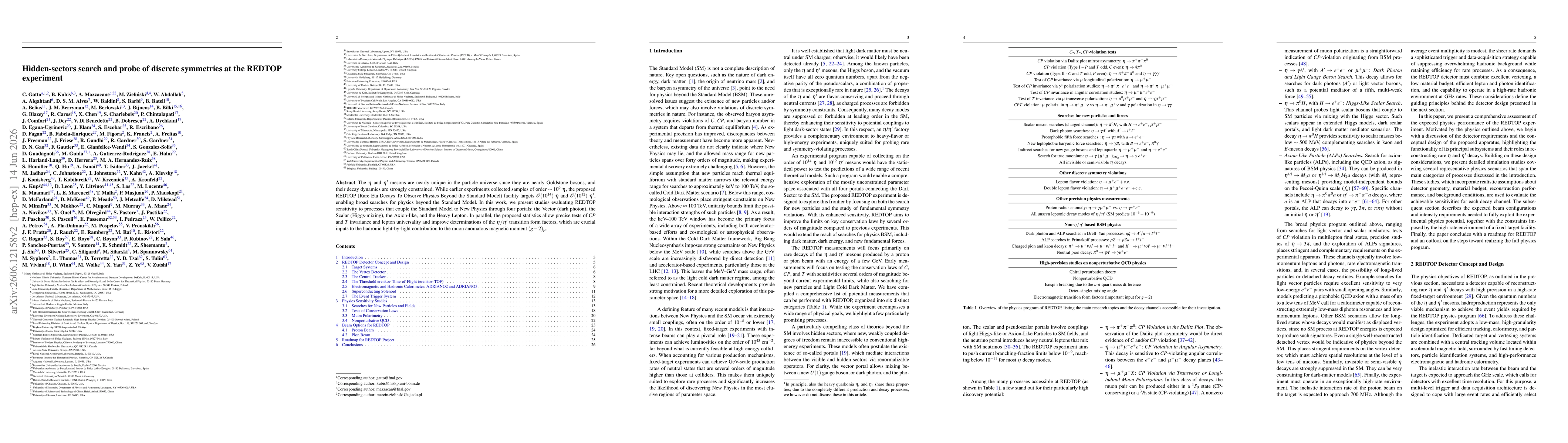 Thumbnail for Hidden-sectors search and probe of discrete symmetries at the REDTOP experiment