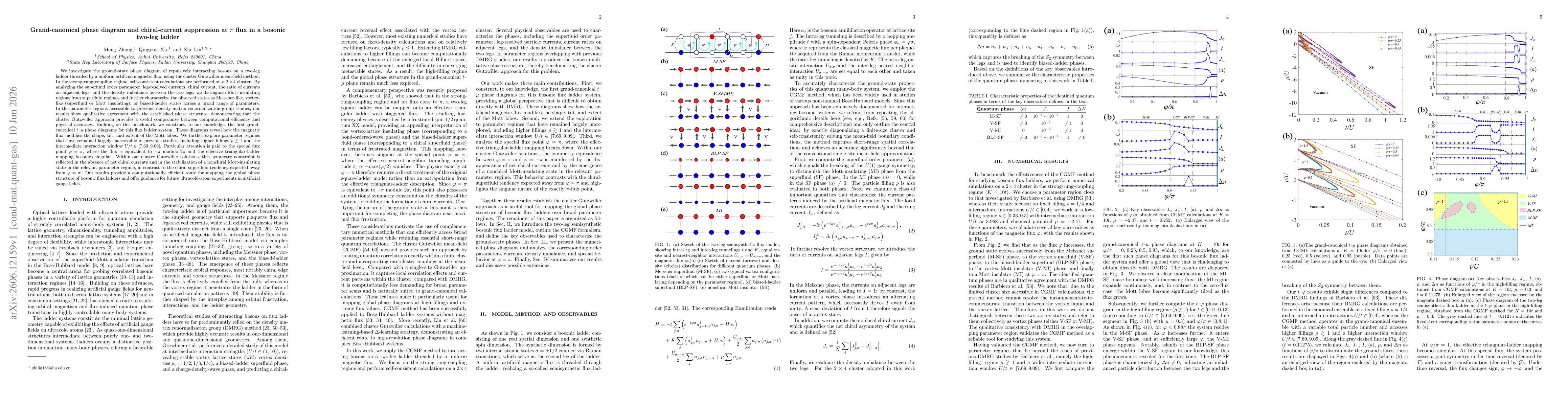 Thumbnail for Grand-canonical phase diagram and chiral-current suppression at $π$ flux in a bosonic two-leg ladder