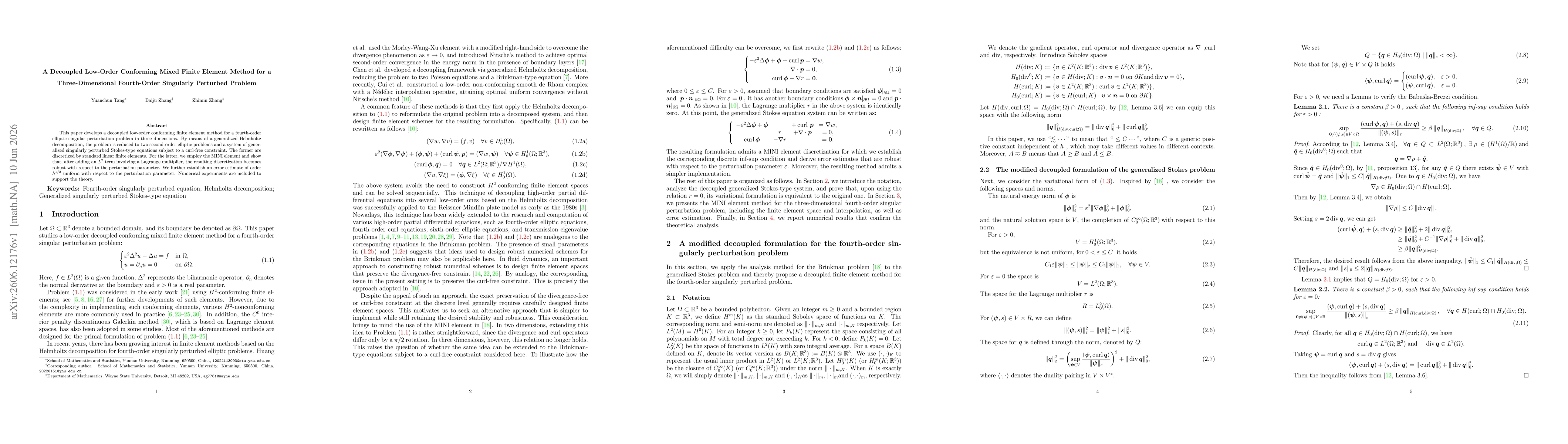 Thumbnail for A Decoupled Low-Order Conforming Mixed Finite Element Method for a Three-Dimensional Fourth-Order Singularly Perturbed Problem