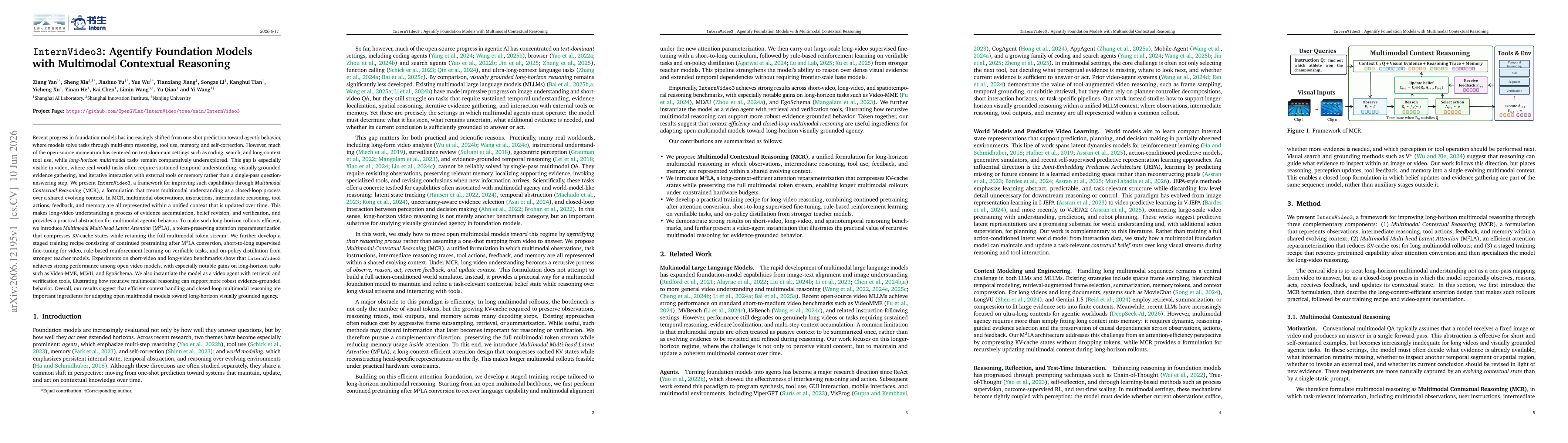 Thumbnail for InternVideo3: Agentify Foundation Models with Multimodal Contextual Reasoning