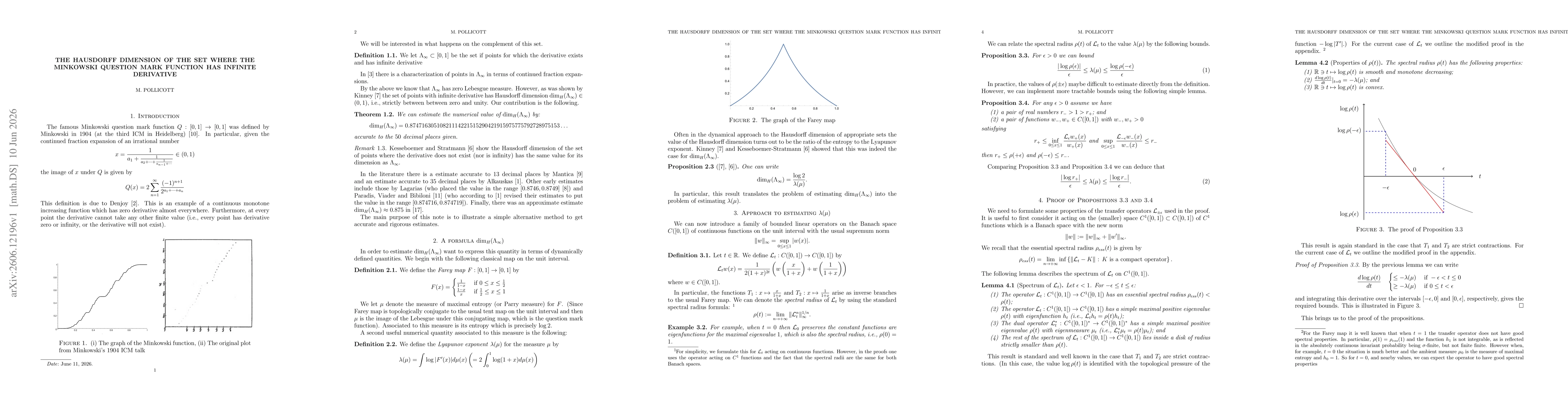 Thumbnail for The Hausdorff dimension of the set where the Minkowski question mark function has infinite derivative