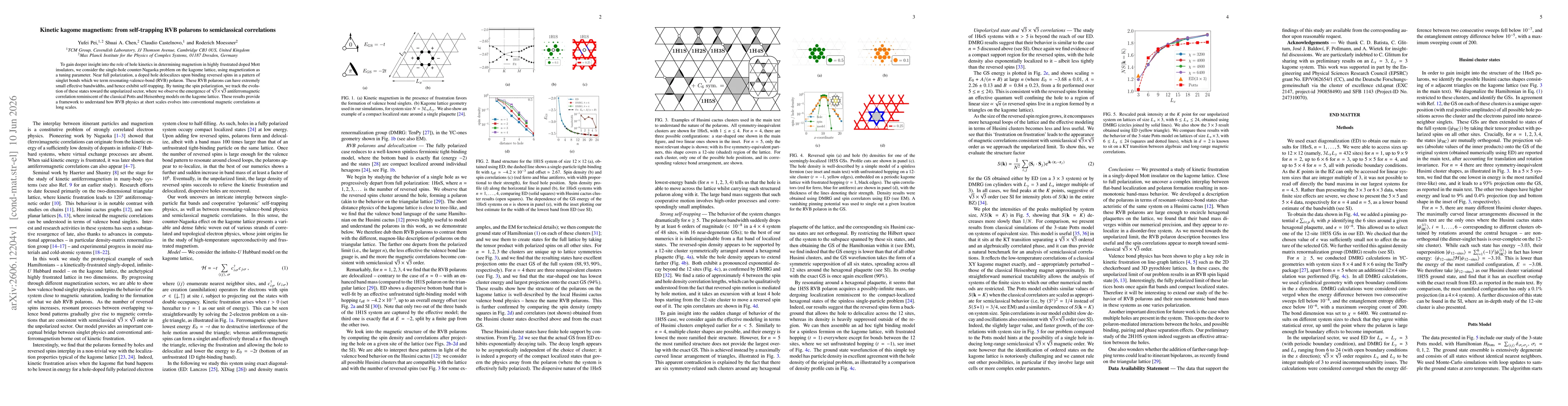 Thumbnail for Kinetic kagome magnetism: from self-trapping RVB polarons to semiclassical correlations