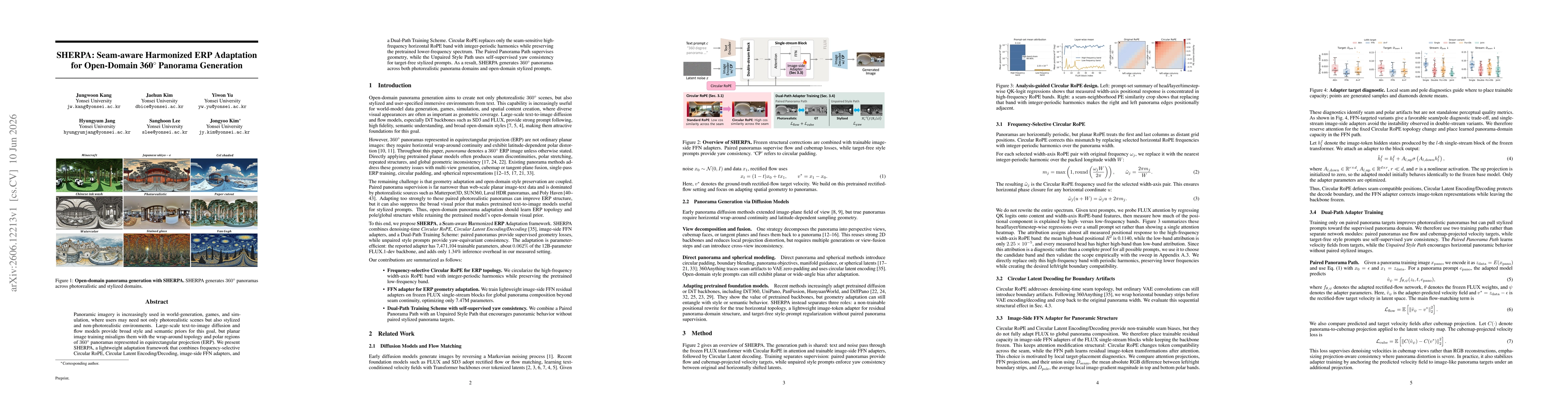 Thumbnail for SHERPA: Seam-aware Harmonized ERP Adaptation for Open-Domain 360$^\circ$ Panorama Generation
