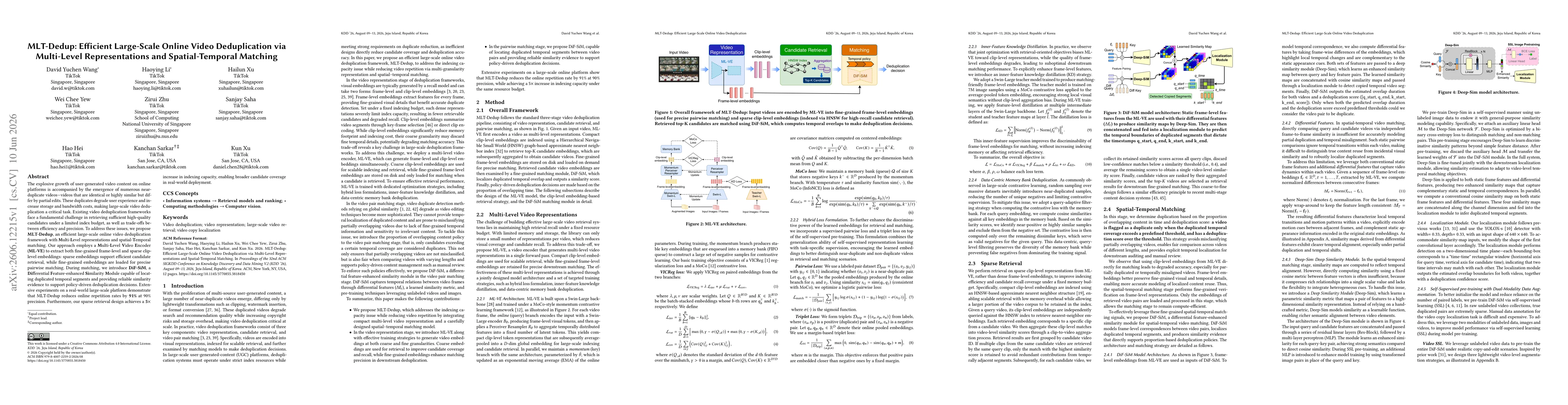 Thumbnail for MLT-Dedup: Efficient Large-Scale Online Video Deduplication via Multi-Level Representations and Spatial-Temporal Matching
