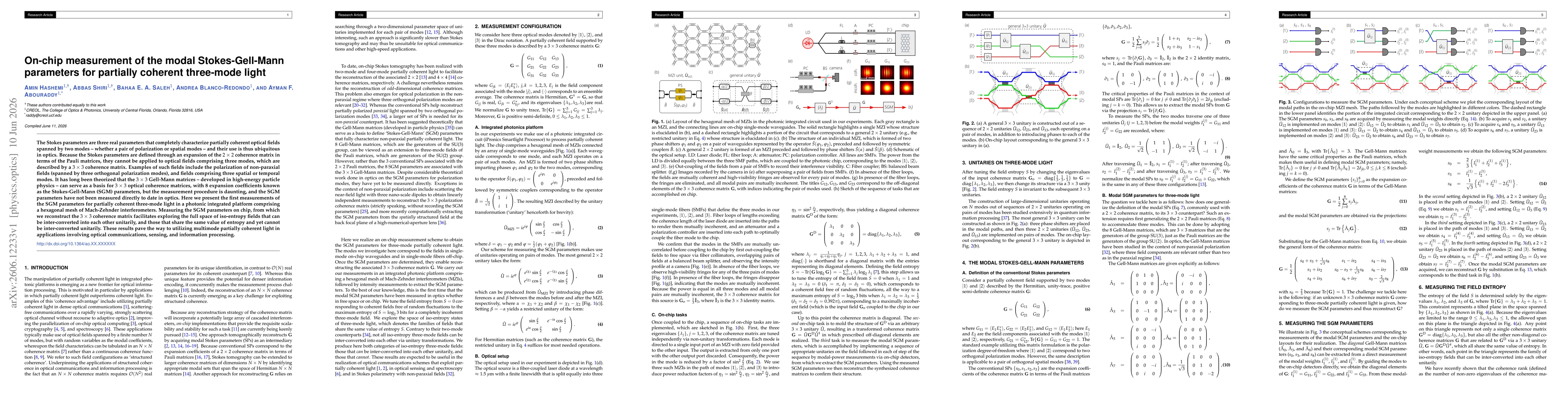 Thumbnail for On-chip measurement of the modal Stokes-Gell-Mann parameters for partially coherent three-mode light