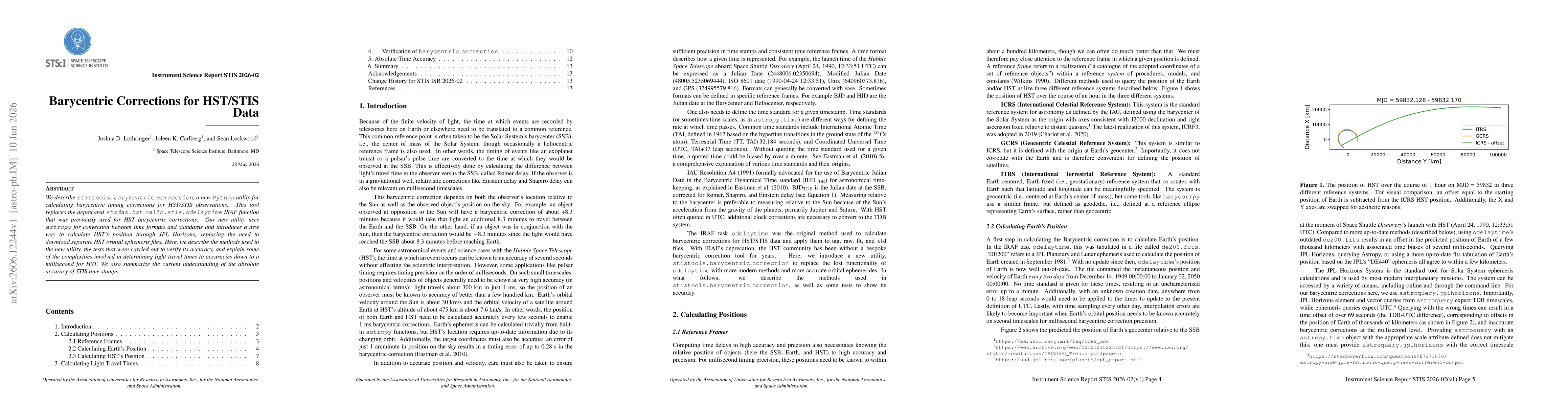 Thumbnail for Barycentric Corrections for HST/STIS Data