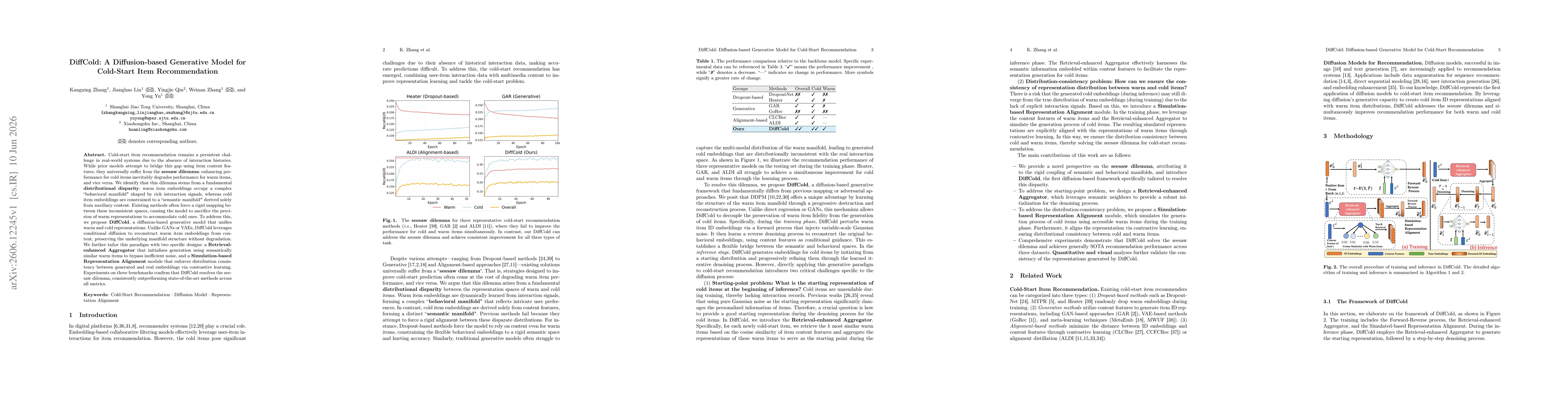 Thumbnail for DiffCold: A Diffusion-based Generative Model for Cold-Start Item Recommendation