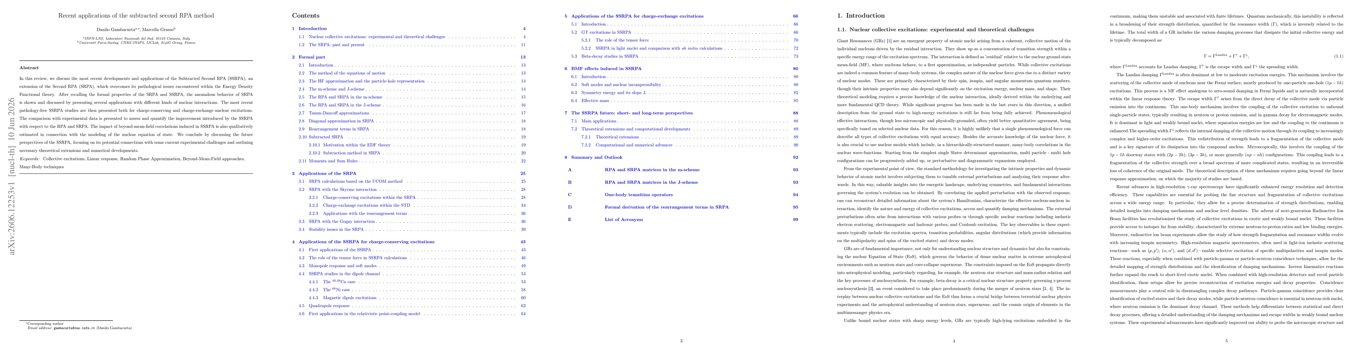 Thumbnail for Recent applications of the subtracted second RPA method