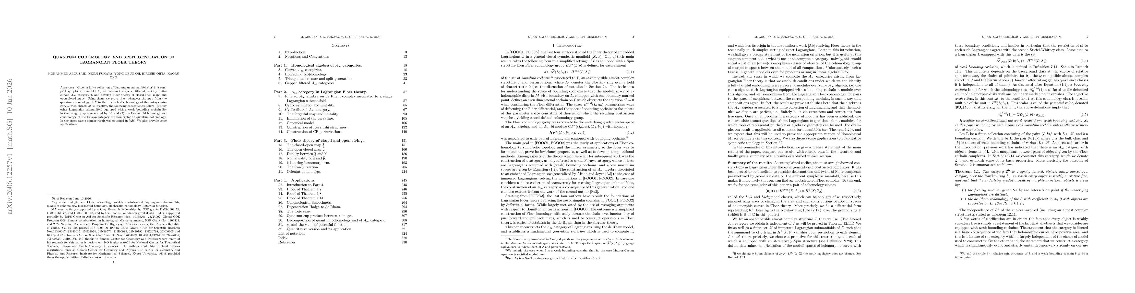 Thumbnail for Quantum cohomology and split generation in Lagrangian Floer theory