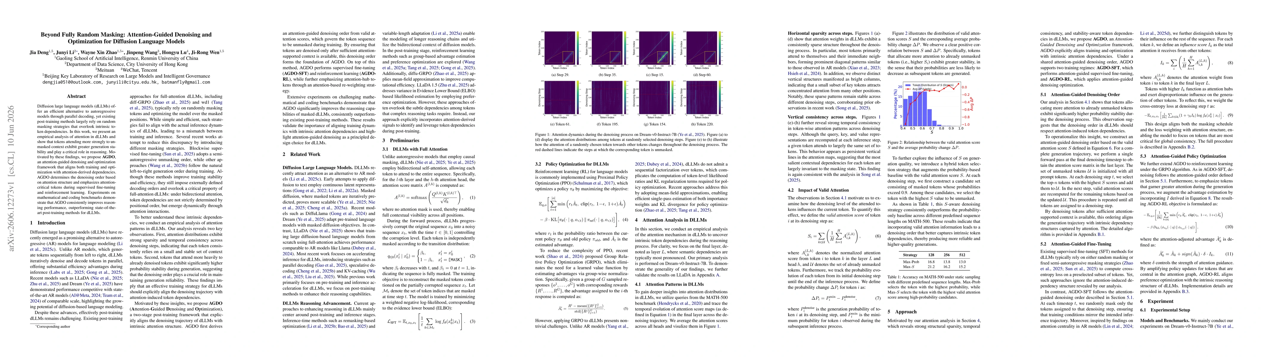 Thumbnail for Beyond Fully Random Masking: Attention-Guided Denoising and Optimization for Diffusion Language Models