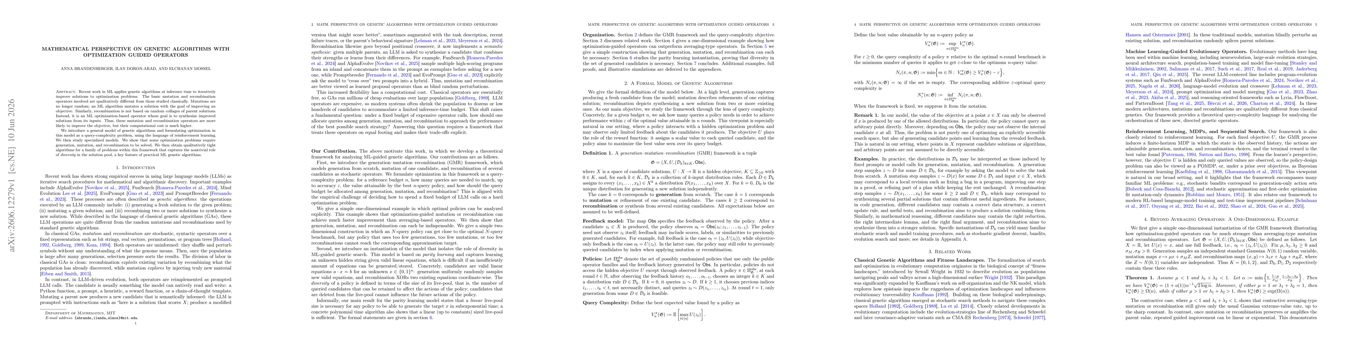 Thumbnail for Mathematical perspective on genetic algorithms with optimization guided operators