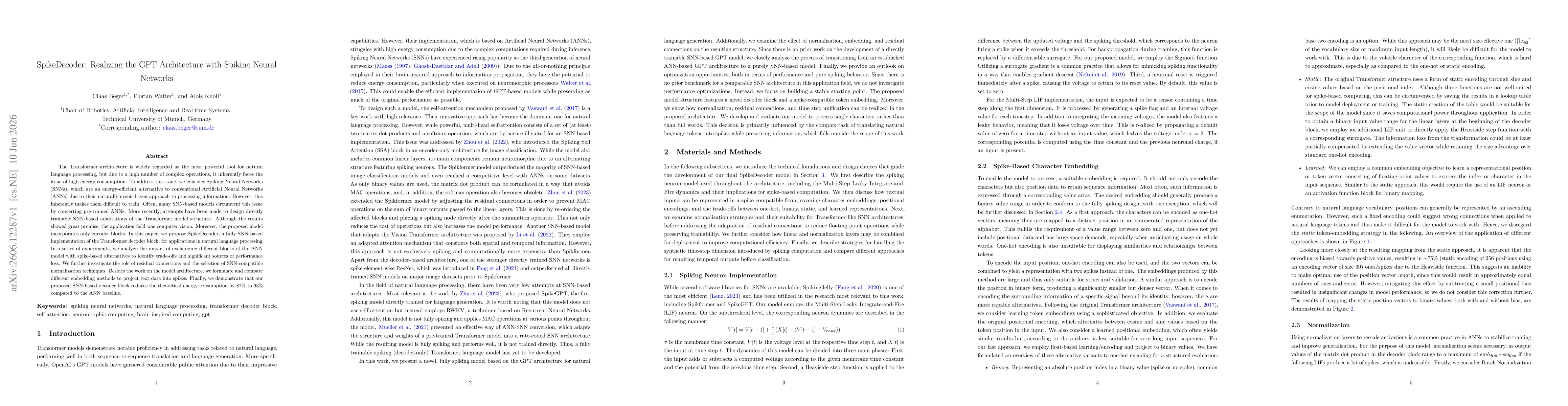 Thumbnail for SpikeDecoder: Realizing the GPT Architecture with Spiking Neural Networks