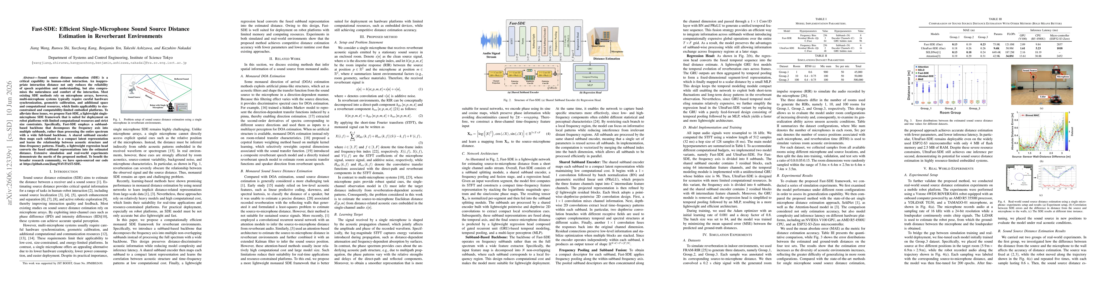Thumbnail for Fast-SDE: Efficient Single-Microphone Sound Source Distance Estimation in Reverberant Environments