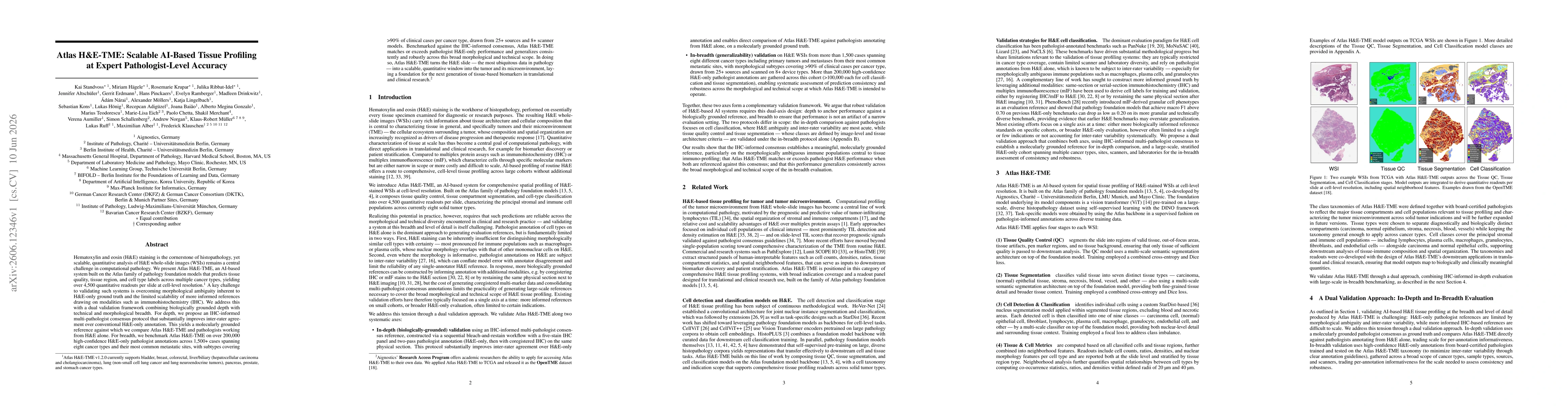 Thumbnail for Atlas H&E-TME: Scalable AI-Based Tissue Profiling at Expert Pathologist-Level Accuracy