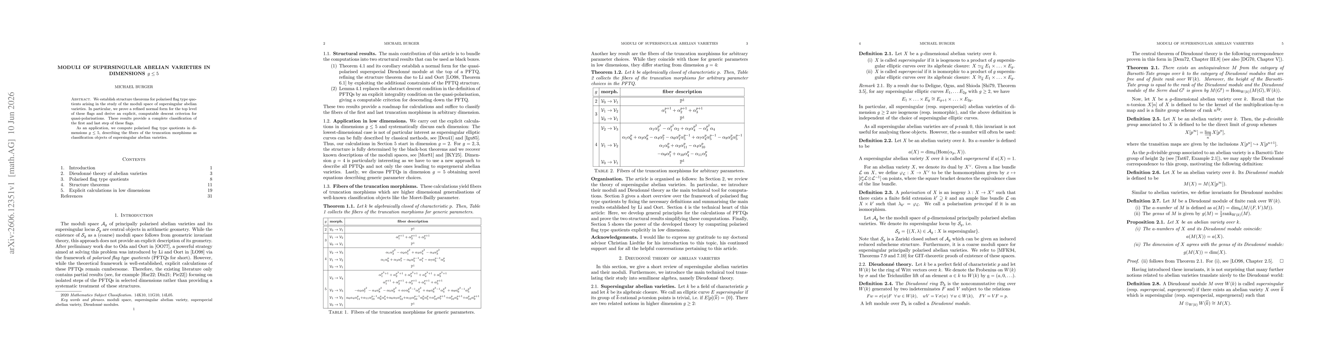 Thumbnail for Moduli of Supersingular Abelian Varieties in Dimensions $g\leq 5$