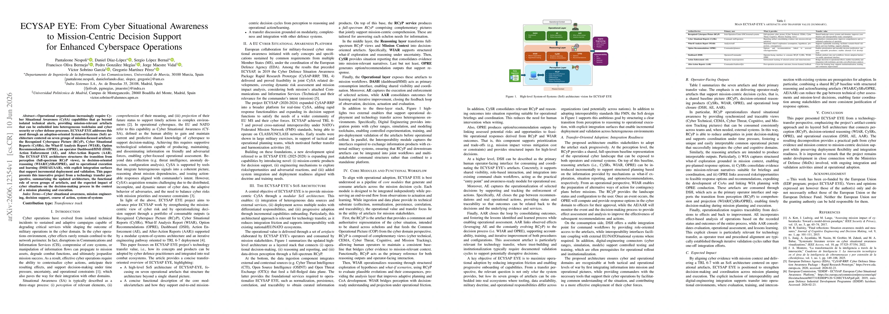 Thumbnail for ECYSAP EYE: From Cyber Situational Awareness to Mission-Centric Decision Support for Enhanced Cyberspace Operations