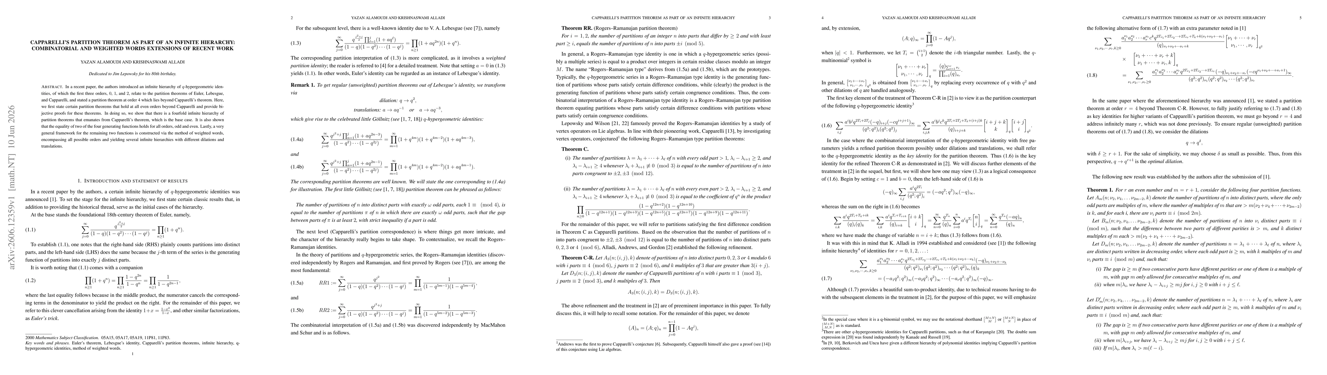Thumbnail for Capparelli's partition theorem as part of an infinite hierarchy: Combinatorial and Weighted Words extensions of recent work