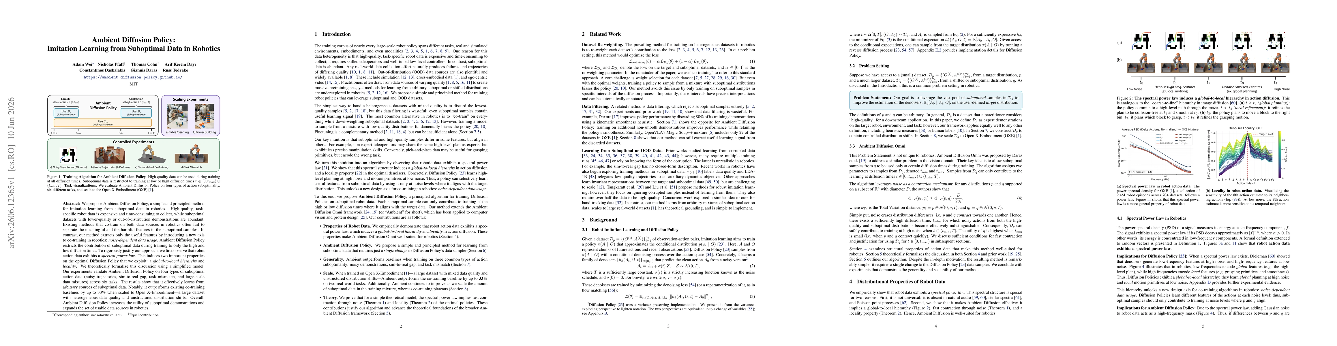 Thumbnail for Ambient Diffusion Policy: Imitation Learning from Suboptimal Data in Robotics