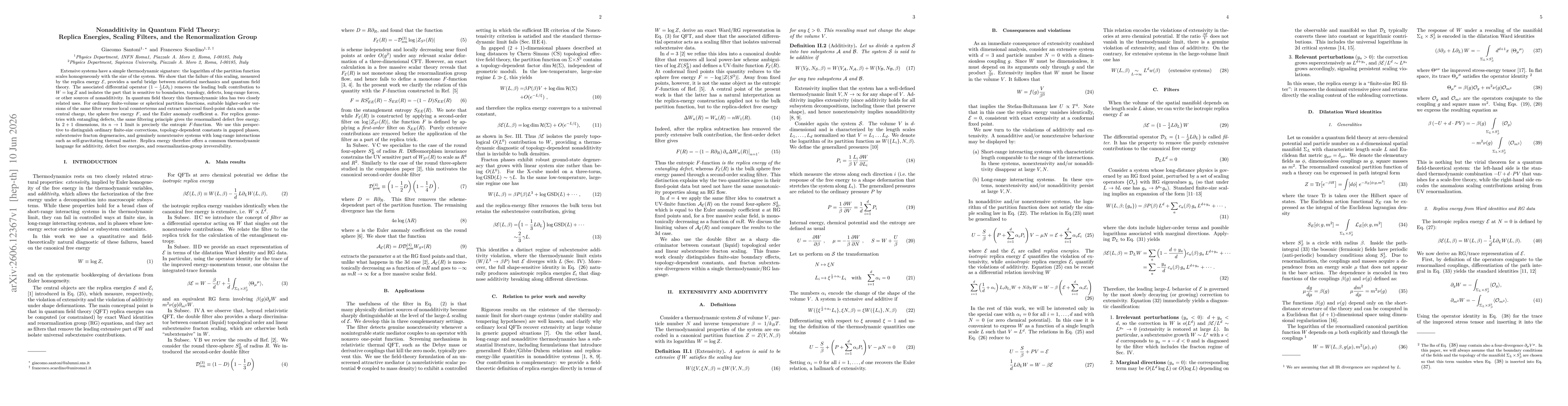 Thumbnail for Nonadditivity in Quantum Field Theory: Replica Energies, Scaling Filters, and the Renormalization Group
