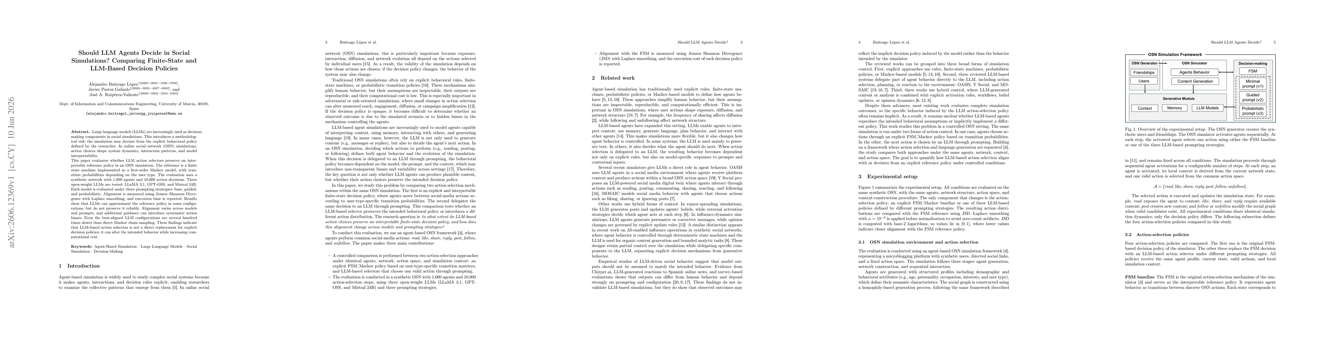 Thumbnail for Should LLM Agents Decide in Social Simulations? Comparing Finite-State and LLM-Based Decision Policies