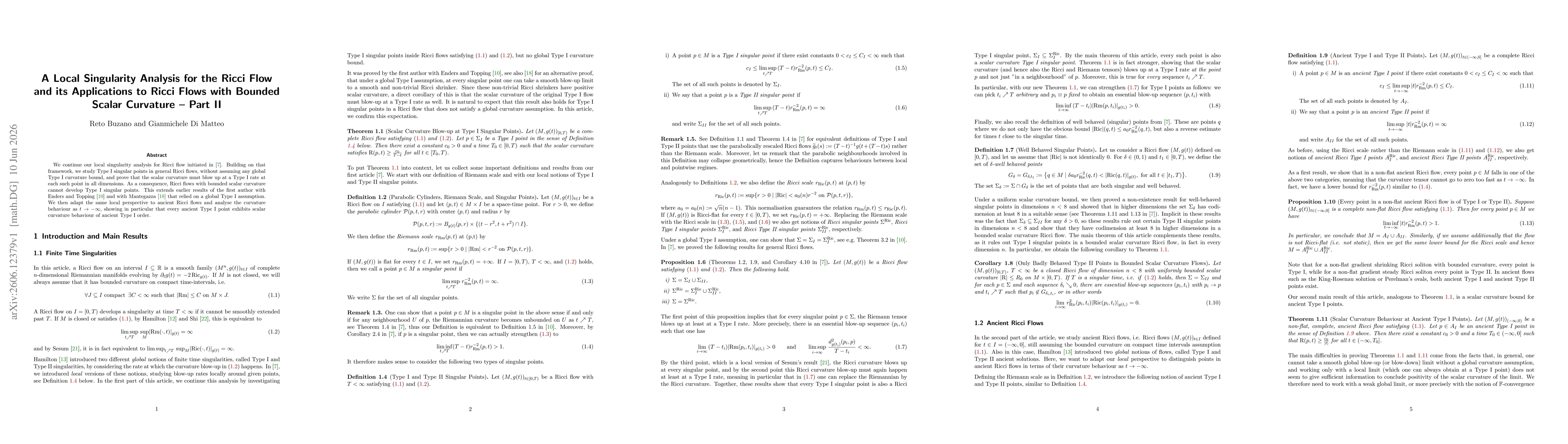 Thumbnail for A Local Singularity Analysis for the Ricci Flow and its Applications to Ricci Flows with Bounded Scalar Curvature -- Part II