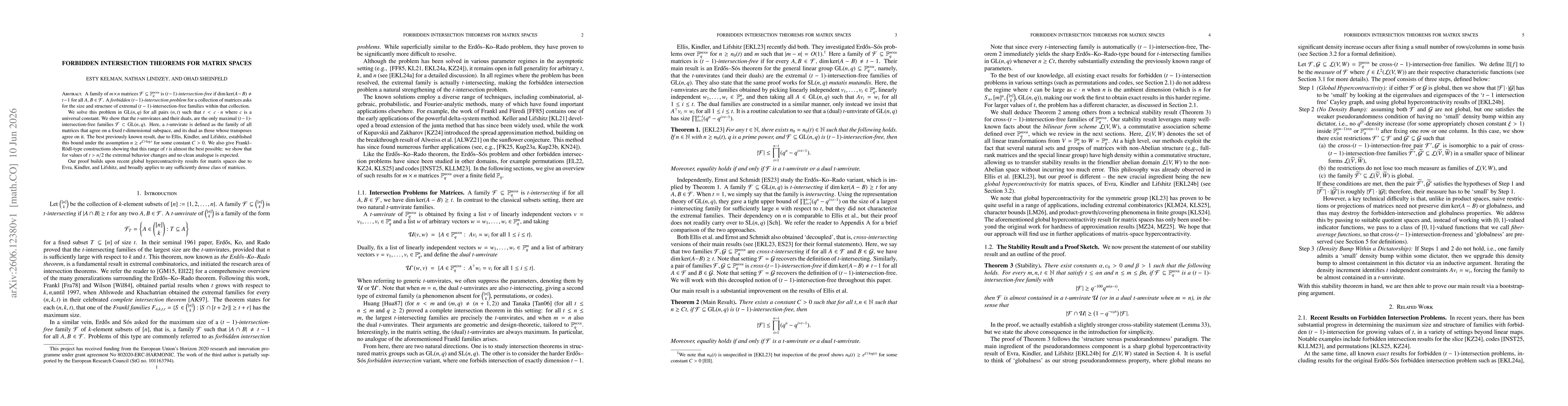 Thumbnail for Forbidden Intersection Theorems for Matrix Spaces