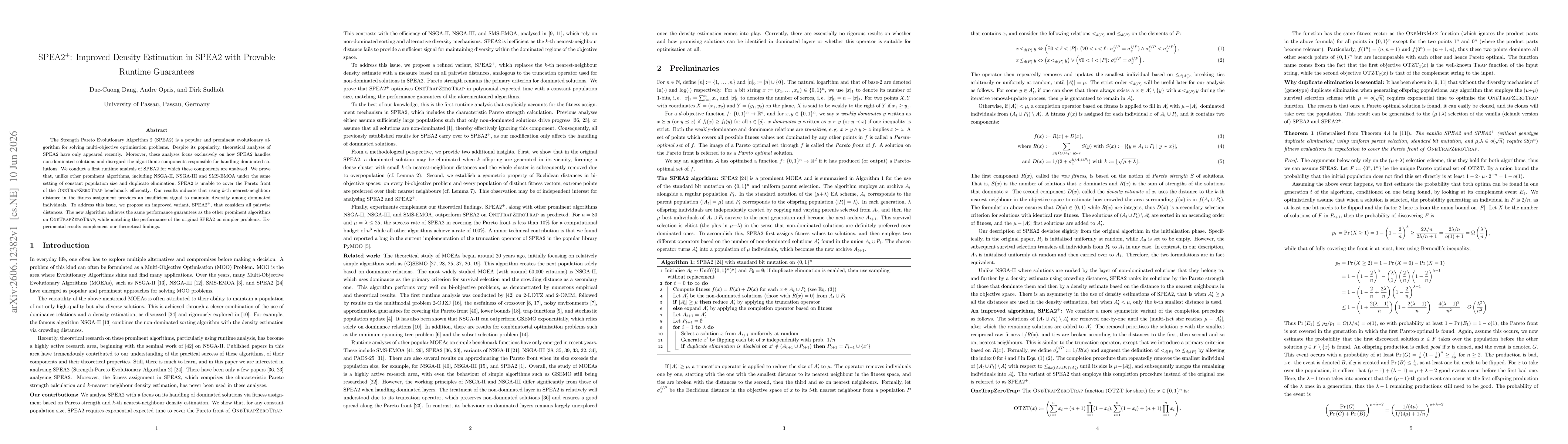 Thumbnail for SPEA2$^+$: Improved Density Estimation in SPEA2 with Provable Runtime Guarantees