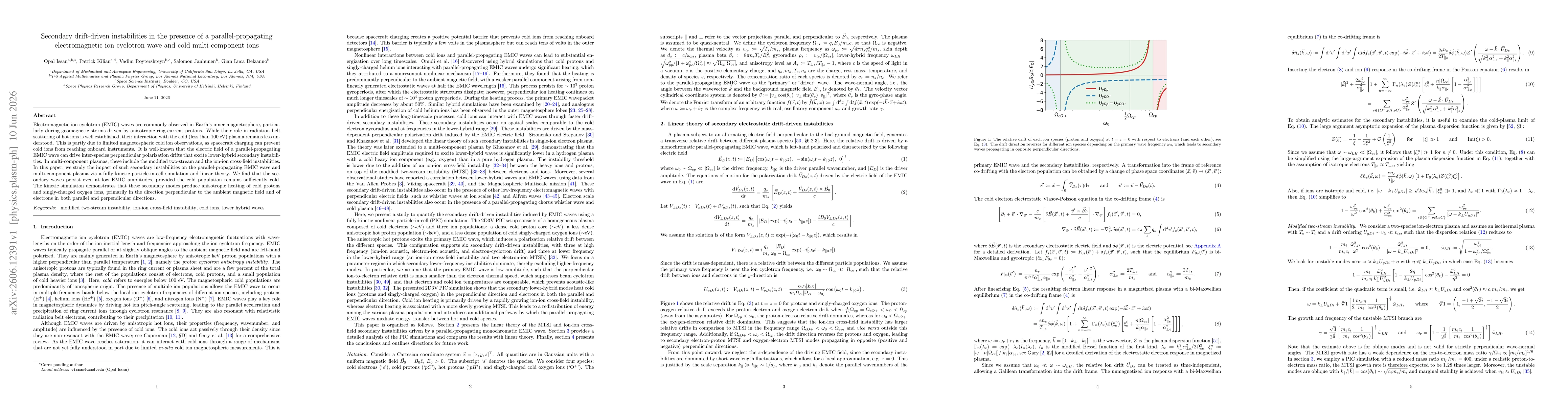 Thumbnail for Secondary drift-driven instabilities in the presence of a parallel-propagating electromagnetic ion cyclotron wave and cold multi-component ions