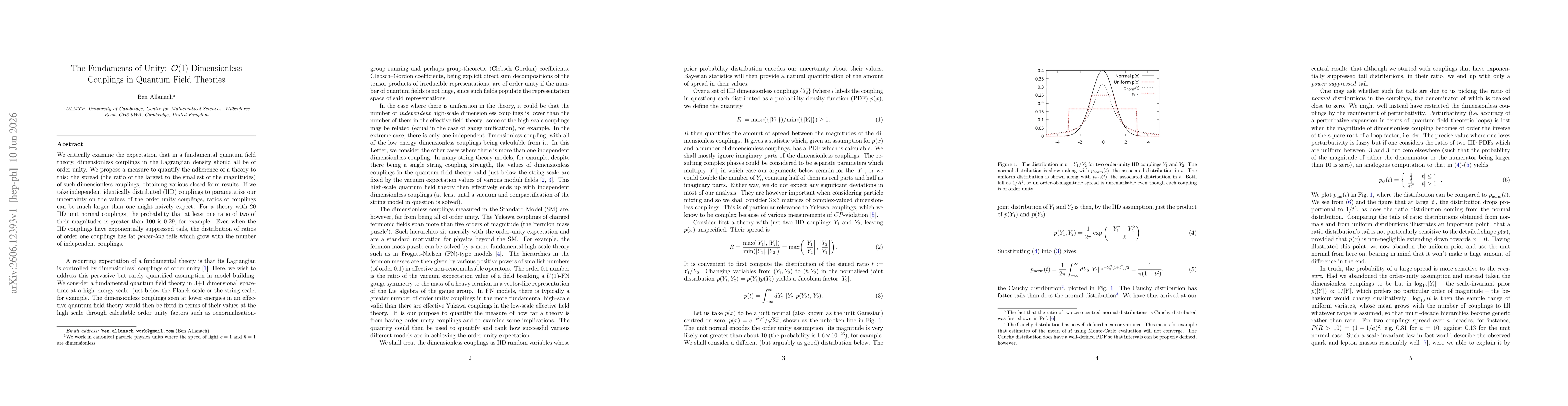 Thumbnail for The Fundaments of Unity: ${\mathcal O}(1)$ Couplings in Quantum Field Theories