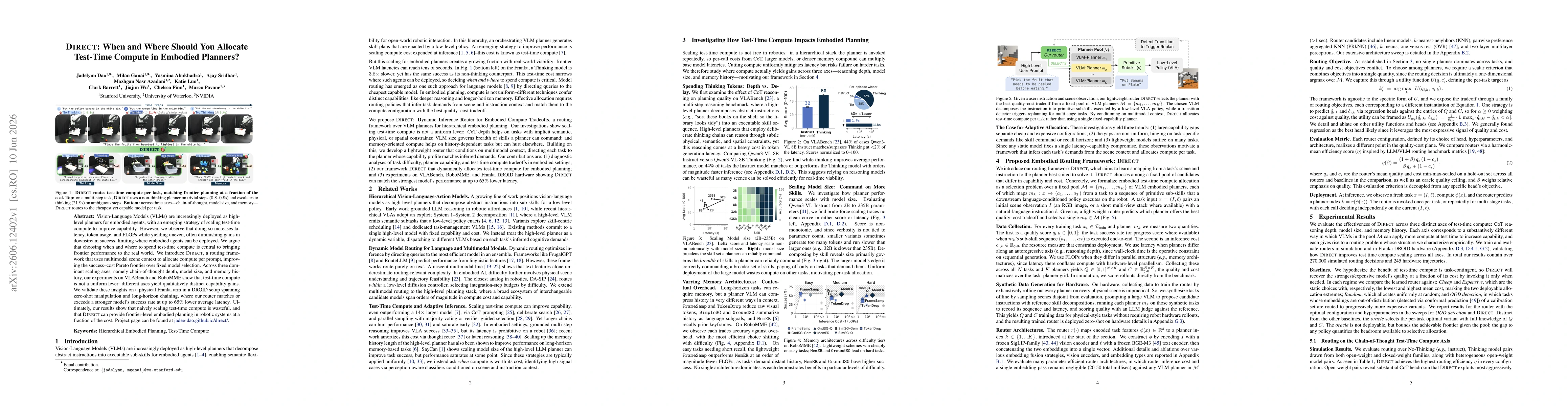 Thumbnail for DIRECT: When and Where Should You Allocate Test-Time Compute in Embodied Planners?