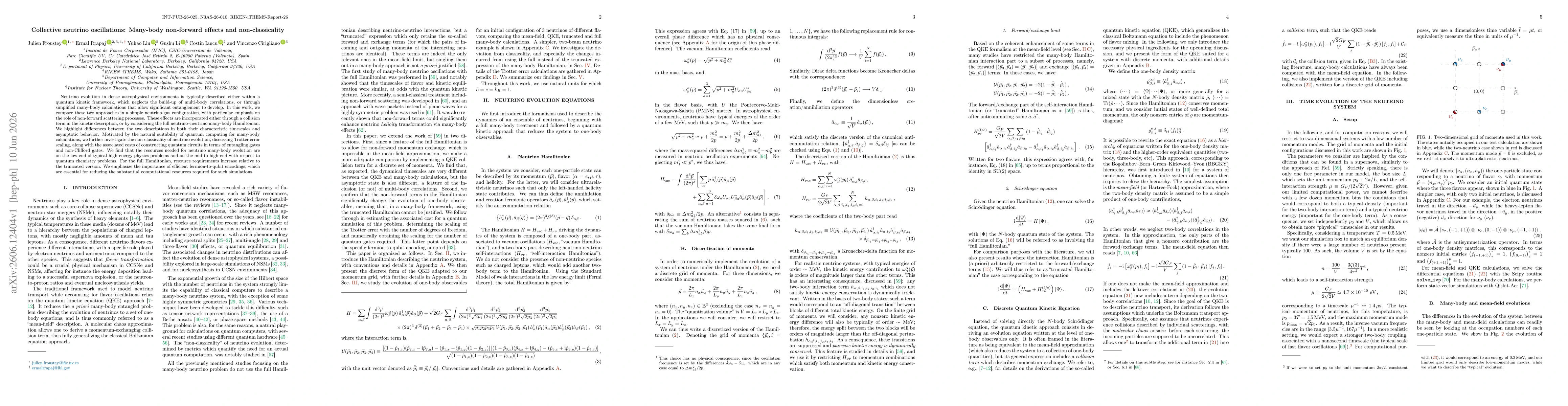 Thumbnail for Collective neutrino oscillations: Many-body non-forward effects and non-classicality